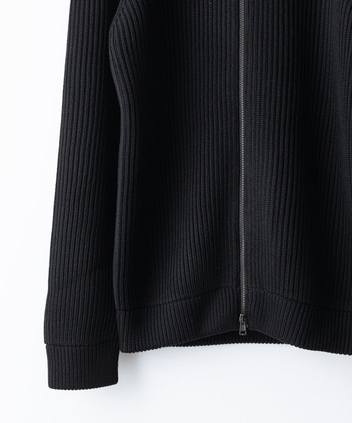 INTERIM(インテリム)の22AWコレクションのHAND FRAMED DRIVERS ZIP KNITのBLACK