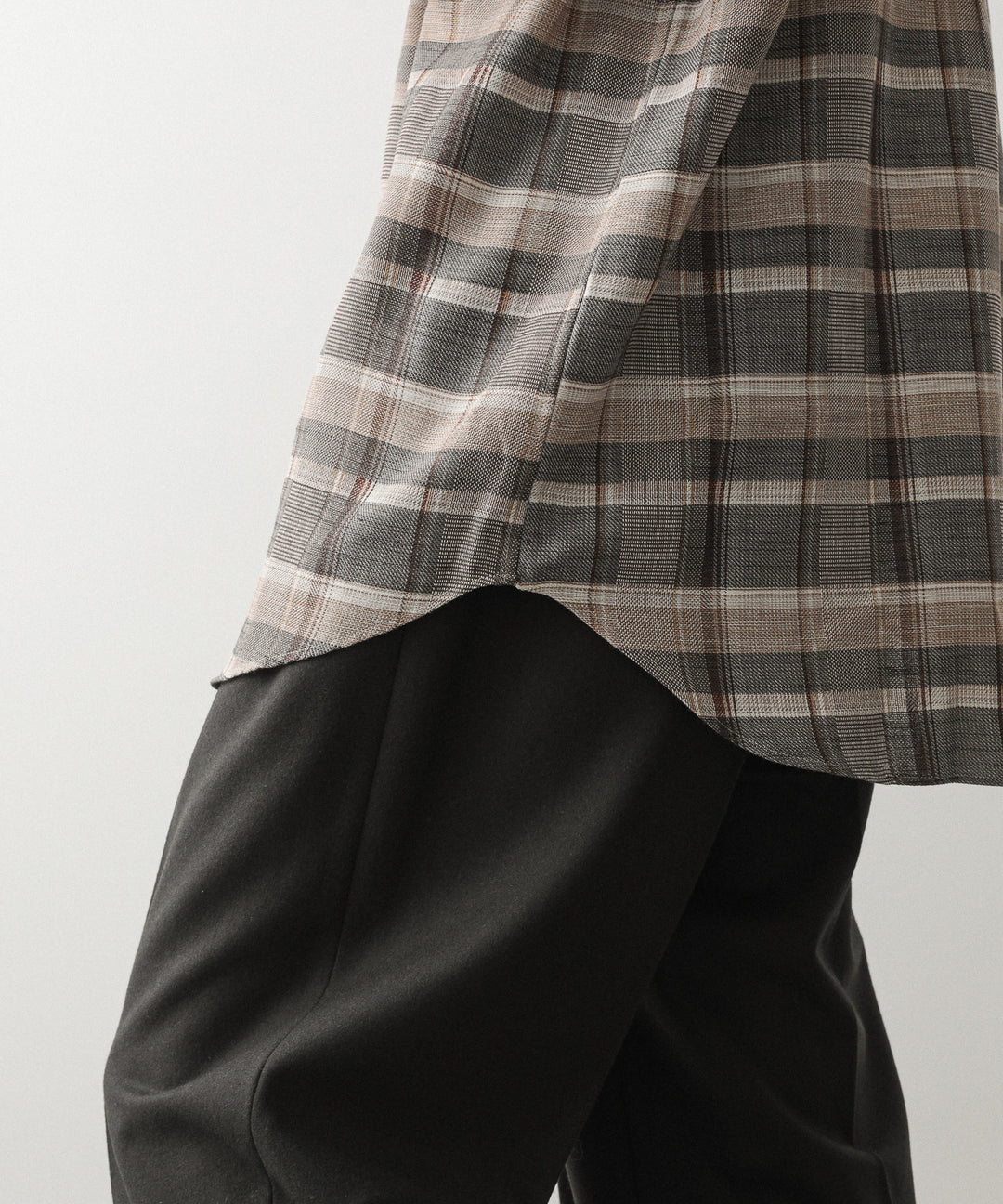 【INTÉRIM】HYPER BIG SHEER FIL A FIL CHECK GATHER SHIRT - PINE BARK CHECK