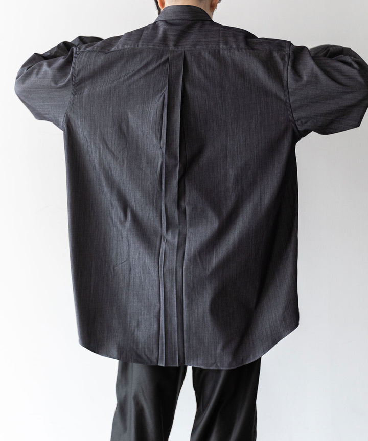 【INTÉRIM】インテリムのHYPER BIG SILK DENIM REGULAR COLLAR SHIRT - NAVY
