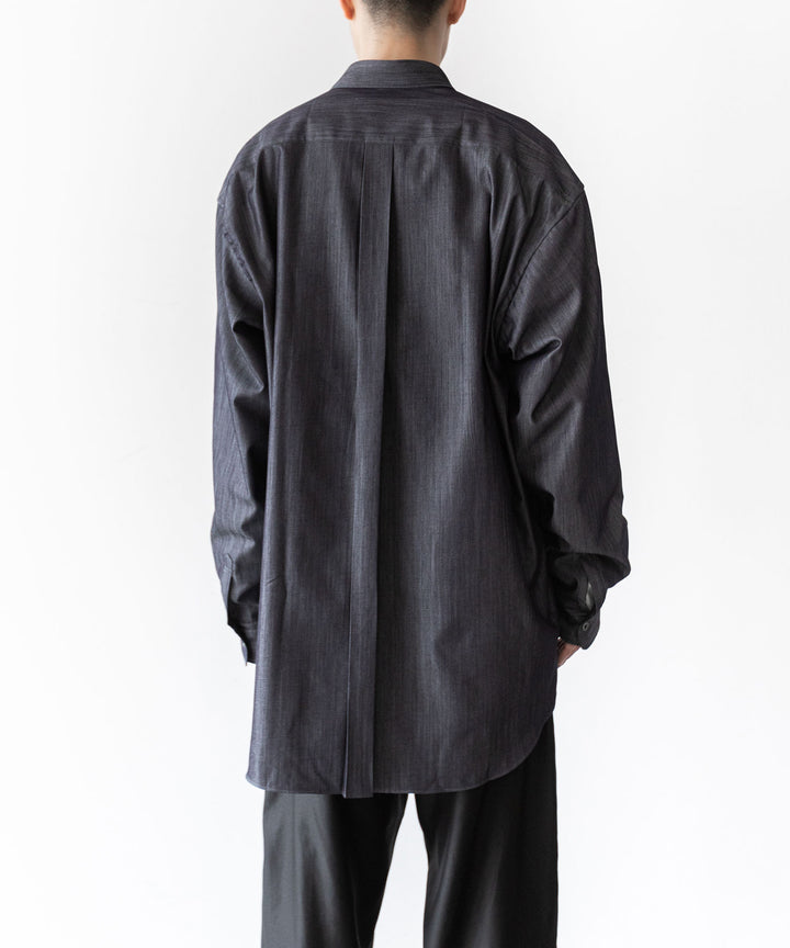 【INTÉRIM】インテリムのHYPER BIG SILK DENIM REGULAR COLLAR SHIRT - NAVY