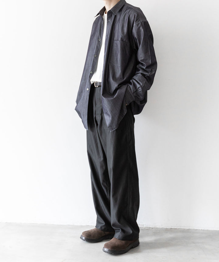 【INTÉRIM】インテリムのHYPER BIG SILK DENIM REGULAR COLLAR SHIRT - NAVY