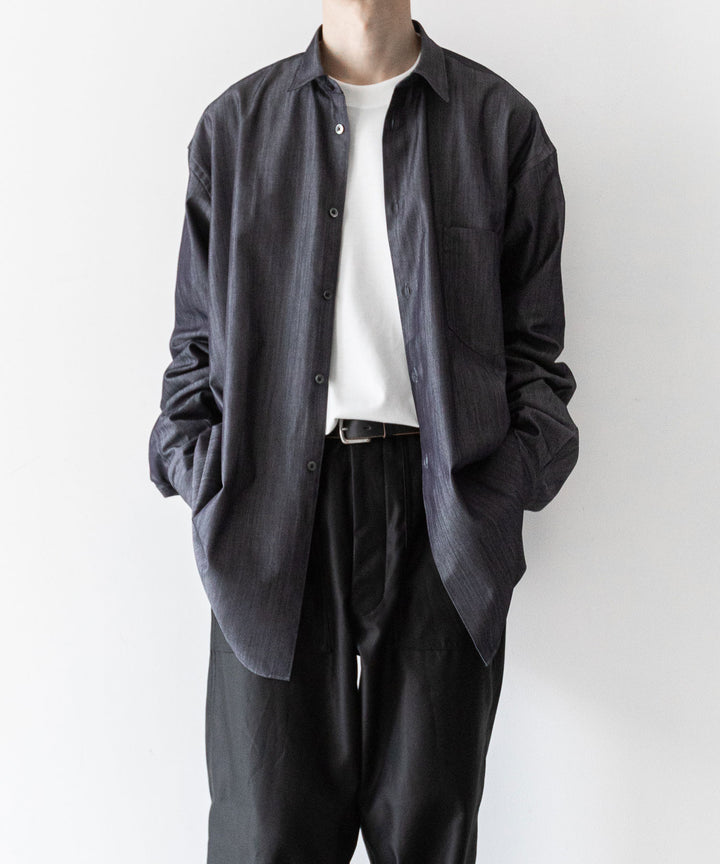 【INTÉRIM】インテリムのHYPER BIG SILK DENIM REGULAR COLLAR SHIRT - NAVY