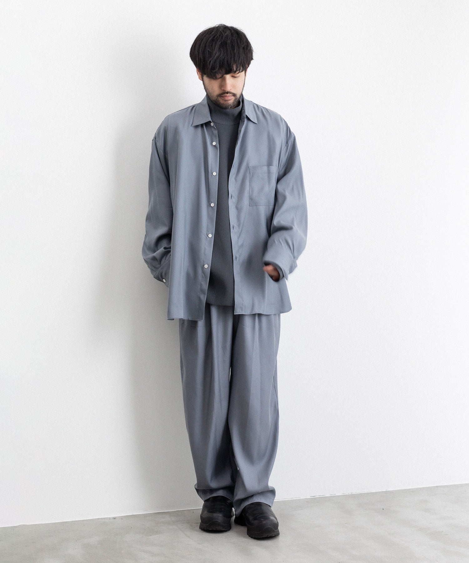 stein CUPRO WIDE EASY TROUSERS ブルーグレー