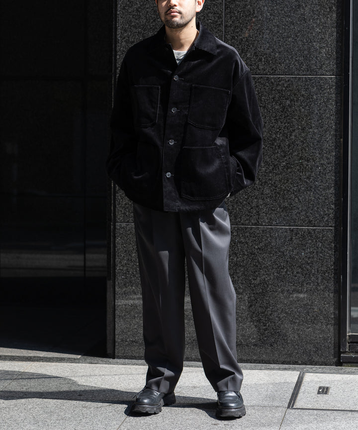 INTERIM(インテリム)の22AWコレクションのHYPER BIG UK CORDUROY COVER ALLのBLACK