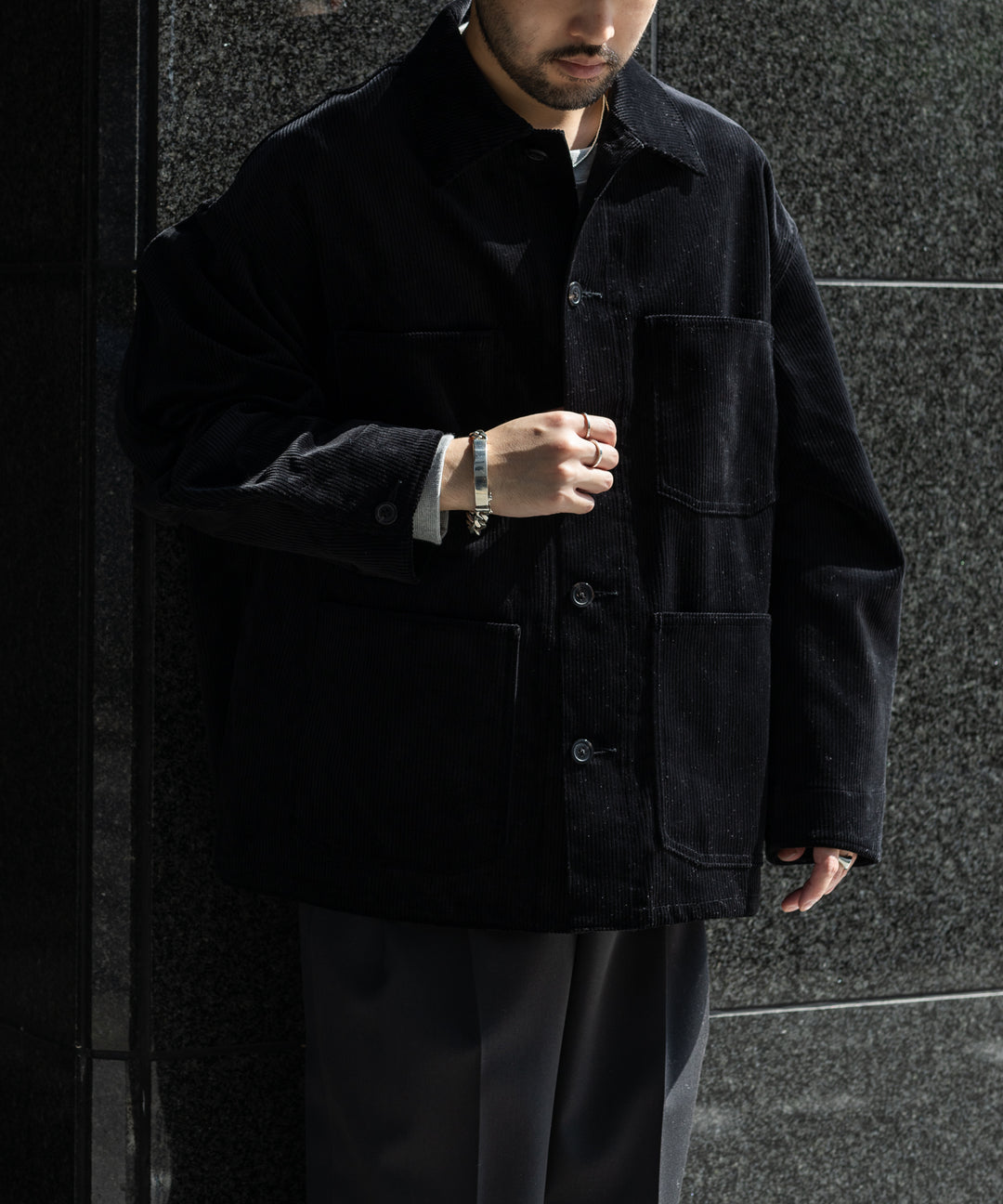 INTERIM(インテリム)の22AWコレクションのHYPER BIG UK CORDUROY COVER ALLのBLACK