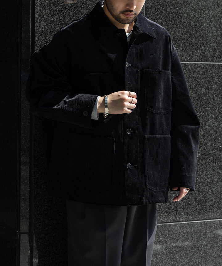 INTERIM(インテリム)の22AWコレクションのHYPER BIG UK CORDUROY COVER ALLのBLACK