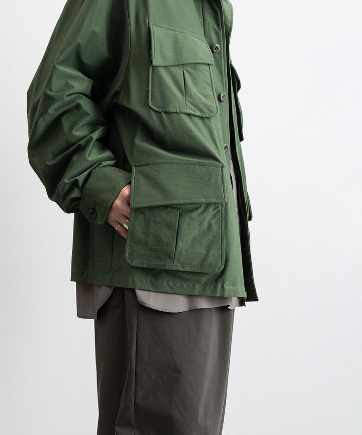 【KANEMASA PHIL.】カネマサのTYPEWRITER HIGH GAUGE JERSEY FATIGUE JACKET - MILITARY GREEN