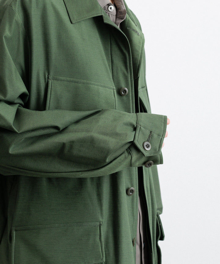 【KANEMASA PHIL.】カネマサのTYPEWRITER HIGH GAUGE JERSEY FATIGUE JACKET - MILITARY GREEN