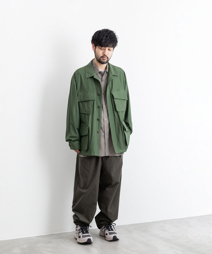 【KANEMASA PHIL.】カネマサのTYPEWRITER HIGH GAUGE JERSEY FATIGUE JACKET - MILITARY GREEN