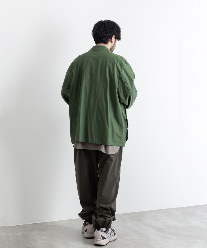 【KANEMASA PHIL.】カネマサのTYPEWRITER HIGH GAUGE JERSEY FATIGUE JACKET - MILITARY GREEN