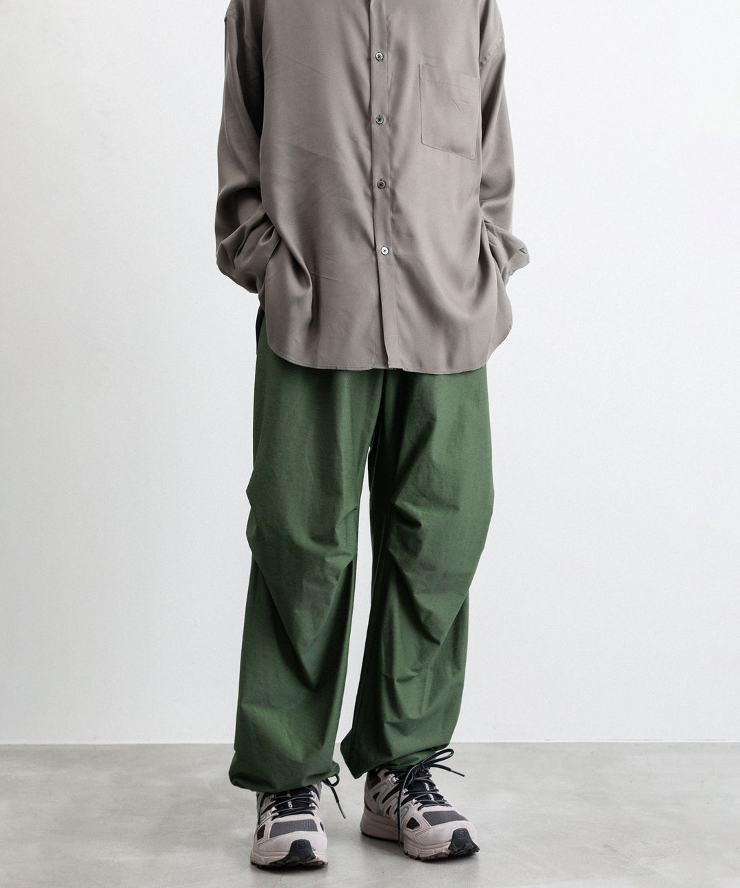 【KANEMASA PHIL.】TYPEWRITER HIGH GAUGE JERSEY OVER PANTS - MILITARY GREEN