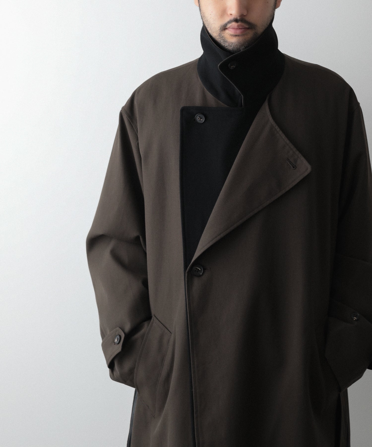 stein / シュタイン】DOUBLE LAPELED DOUBLE BREASTED COAT - MILITARY