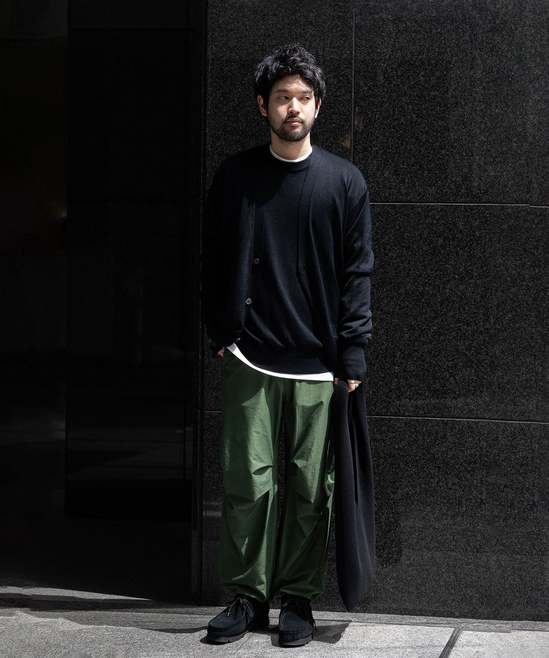 【KANEMASA】TYPEWRITER HIGH GAUGE JERSEY OVER PANTS - MILITARY GREEN