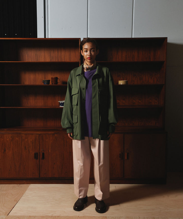 【KANEMASA PHIL.】カネマサのTYPEWRITER HIGH GAUGE JERSEY FATIGUE JACKET - MILITARY GREEN