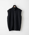 【INTÉRIM】HYPER BIG HAND FRAMED DRIVERS ZIP KNIT VEST -  BLACK
