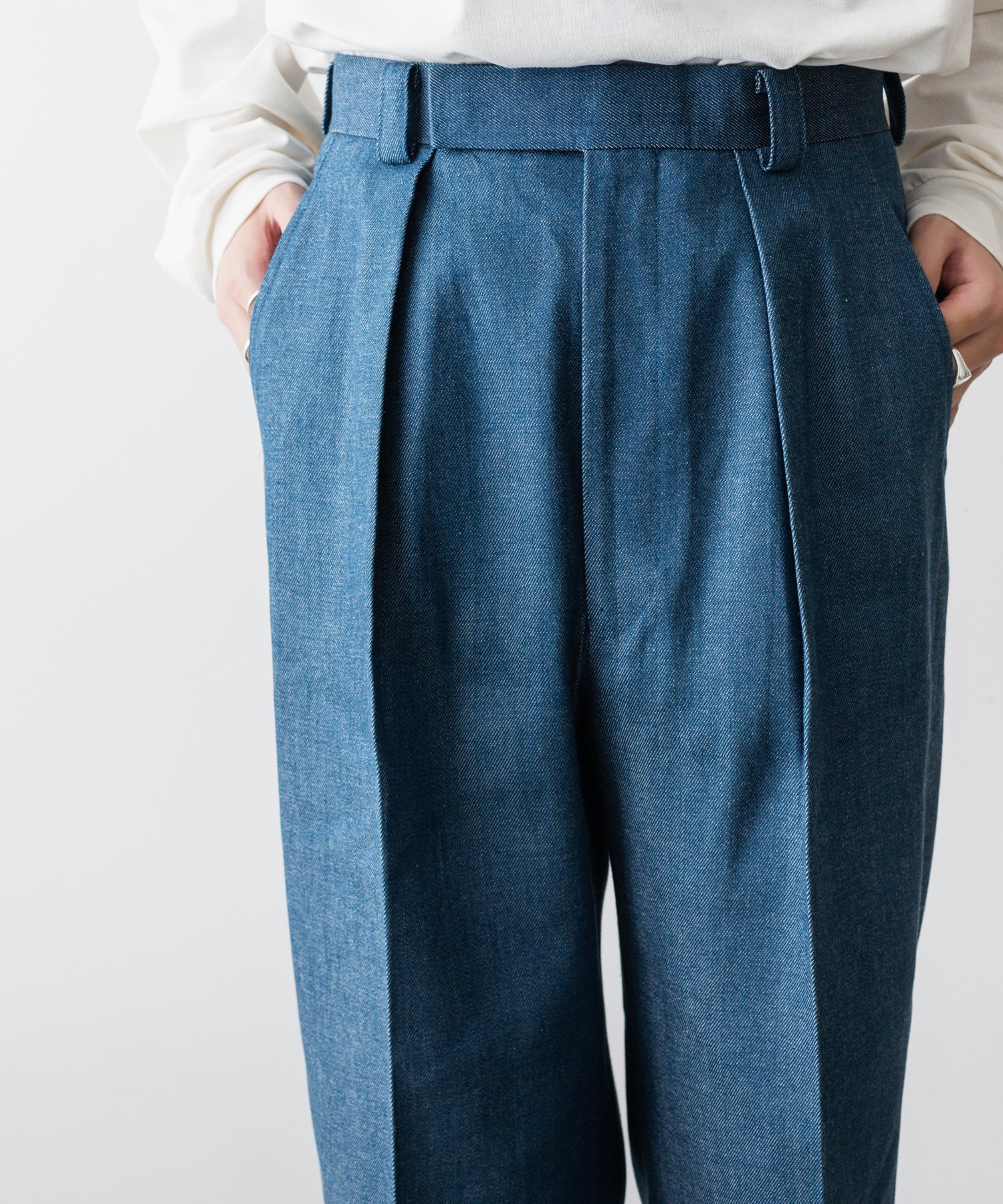 INTÉRIM】10oz BLUE SHUTTLE DENIM 1-TUCK BAGGY SLACKS | 公式通販
