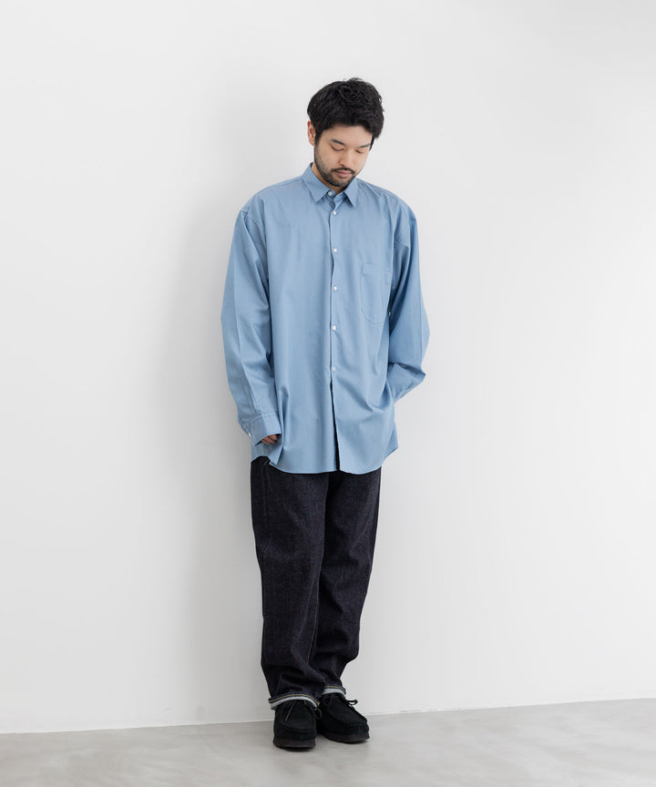 INTERIM(インテリム)の22AWコレクションのHYPER BIG 200/2 SUPIMA TWILL REGULAR COLLAR SHIRTのBLUE