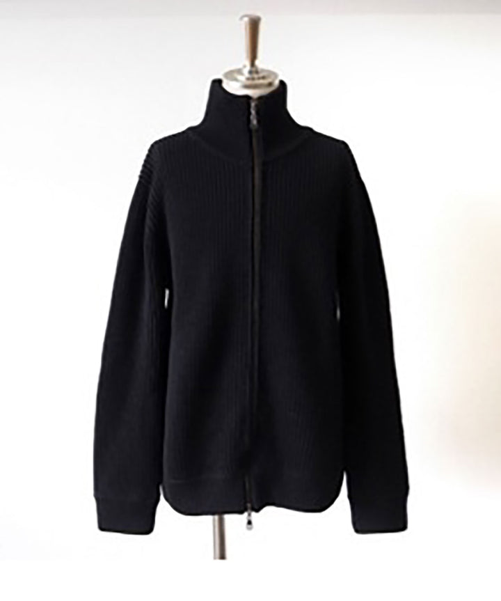 INTERIM(インテリム)の22AWコレクションのHAND FRAMED DRIVERS ZIP KNITのBLACK
