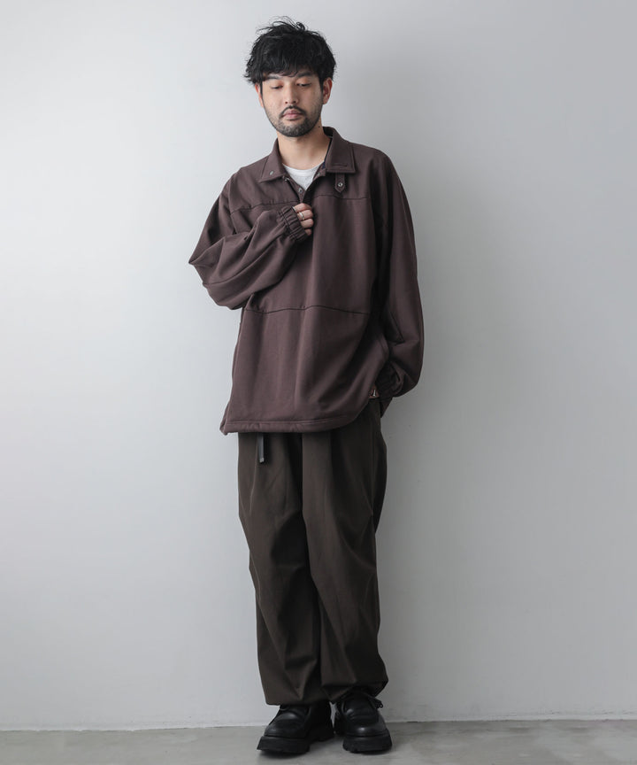 カネマサ通販【KANEMASA】SUPER FINE GAUGE LOOSE LONG SLEEVE POLO - BROWN