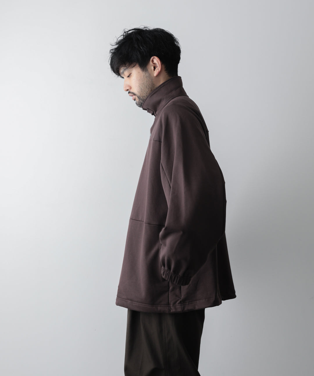 カネマサ通販【KANEMASA】SUPER FINE GAUGE LOOSE LONG SLEEVE POLO - BROWN