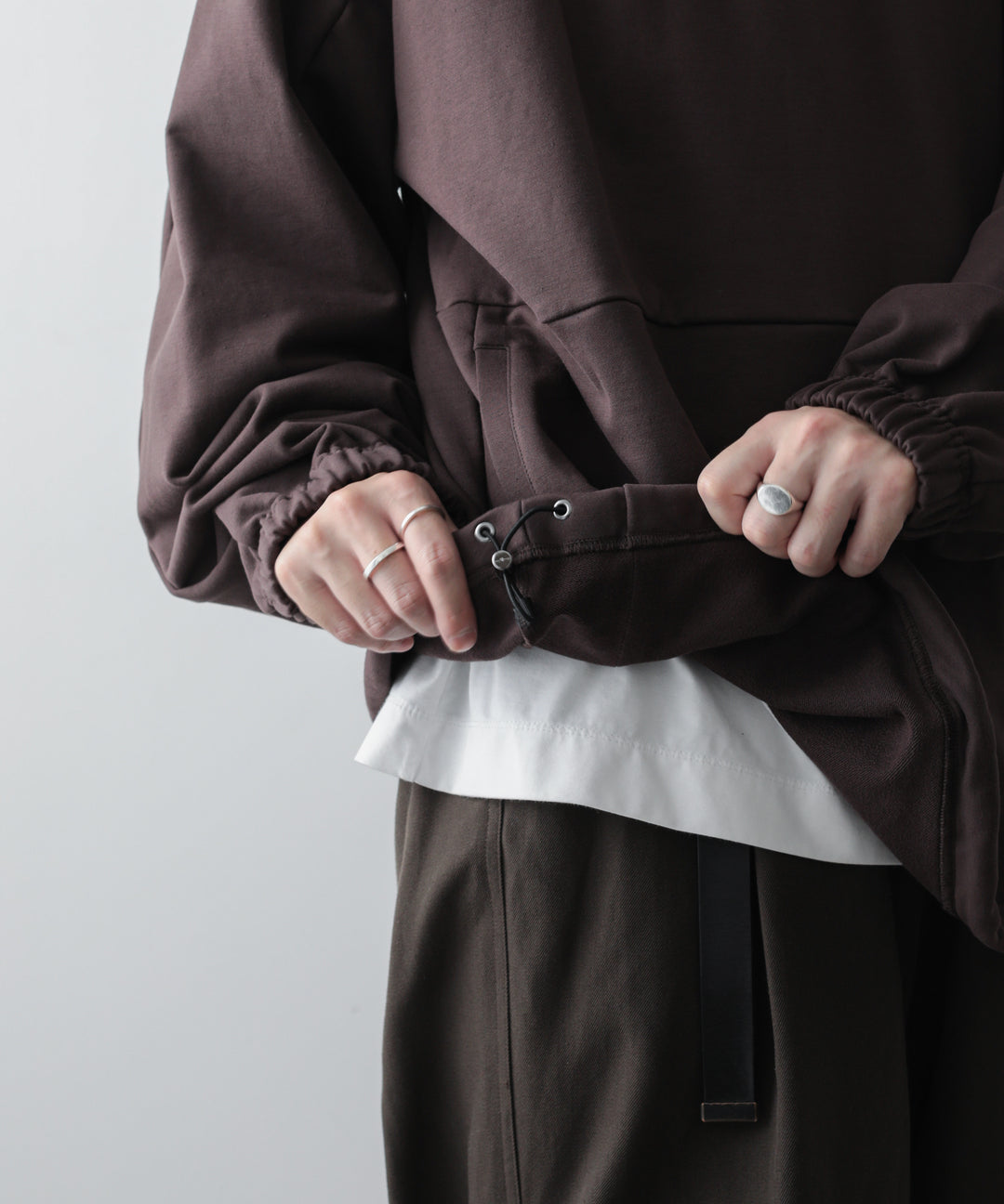 カネマサ通販【KANEMASA】SUPER FINE GAUGE LOOSE LONG SLEEVE POLO - BROWN