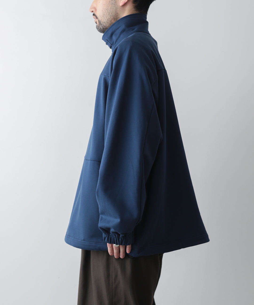 【KANEMASA】SUPER FINE GAUGE LOOSE LONG SLEEVE POLO - NAVY