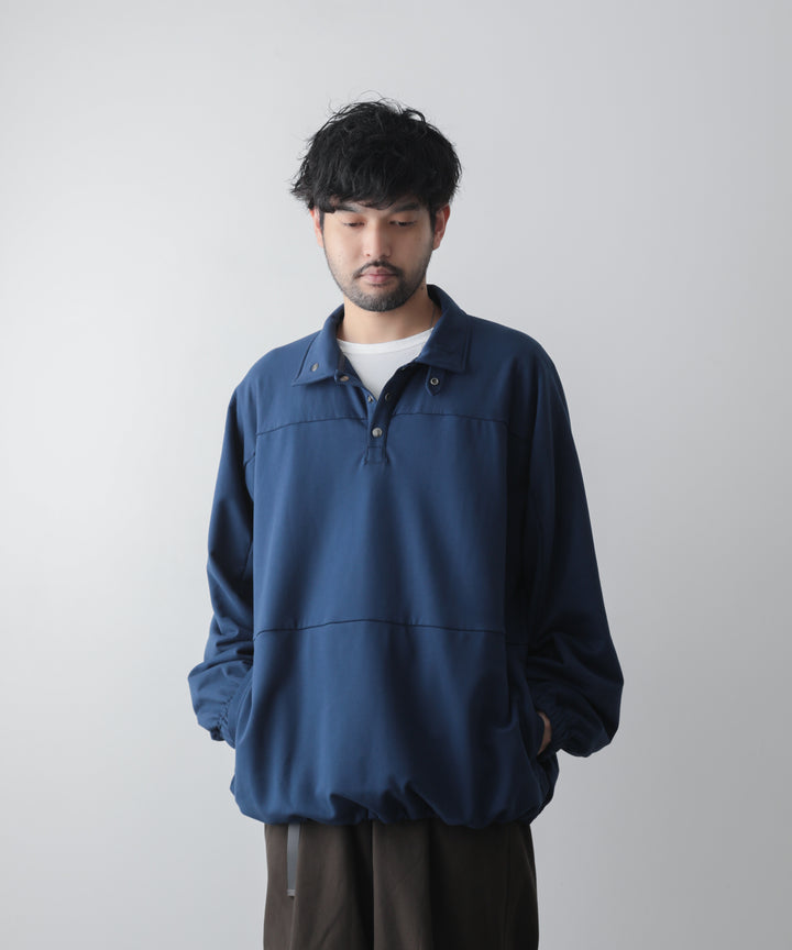 【KANEMASA】SUPER FINE GAUGE LOOSE LONG SLEEVE POLO - NAVY