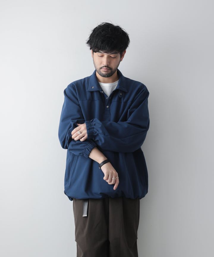 【KANEMASA】SUPER FINE GAUGE LOOSE LONG SLEEVE POLO - NAVY