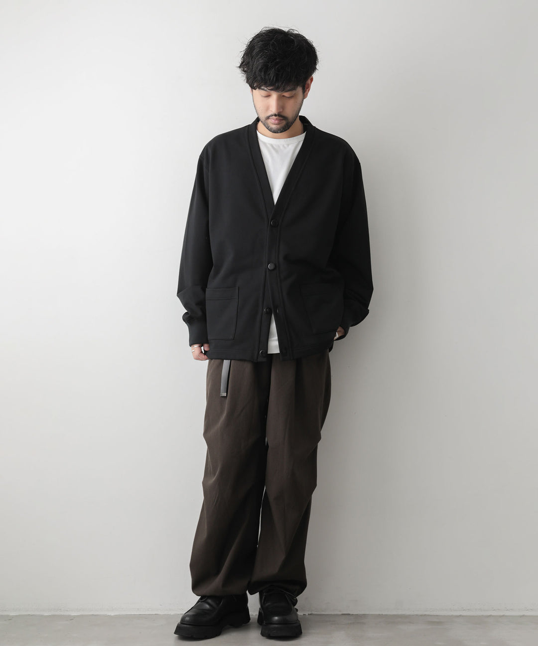 カネマサ通販【KANEMASA】SUPER FINE GAUGE CARDIGANのBLACK