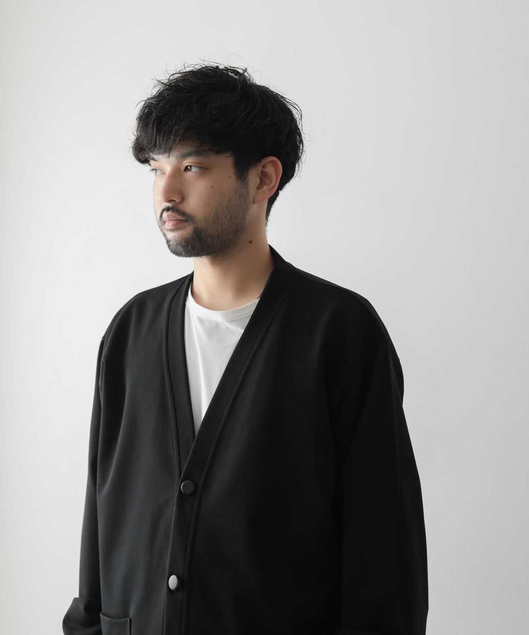 カネマサ通販【KANEMASA】SUPER FINE GAUGE CARDIGANのBLACK