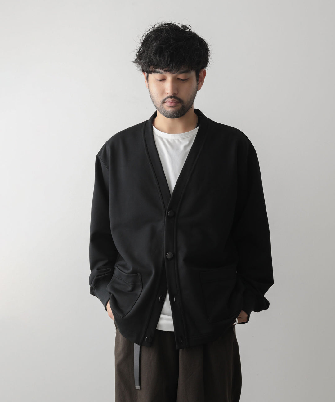 カネマサ通販【KANEMASA】SUPER FINE GAUGE CARDIGANのBLACK