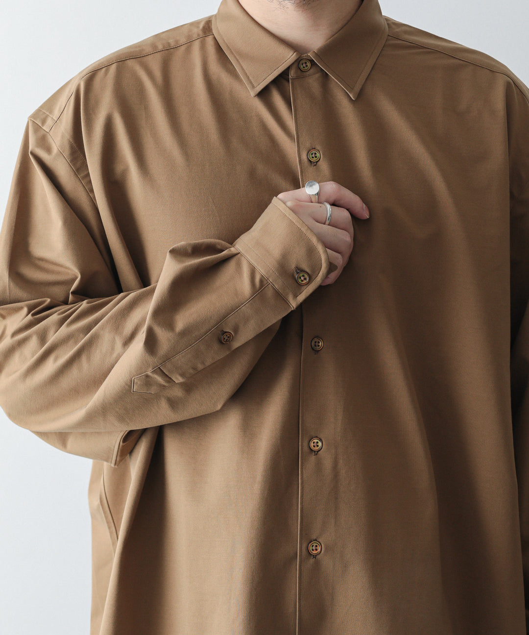 【KANEMASA】ROYAL OX DRESS KNIT SHIRT LOOSE FIT - COYOTE BROWN