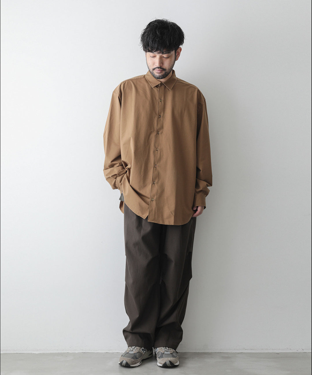 【KANEMASA】ROYAL OX DRESS KNIT SHIRT LOOSE FIT - COYOTE BROWN