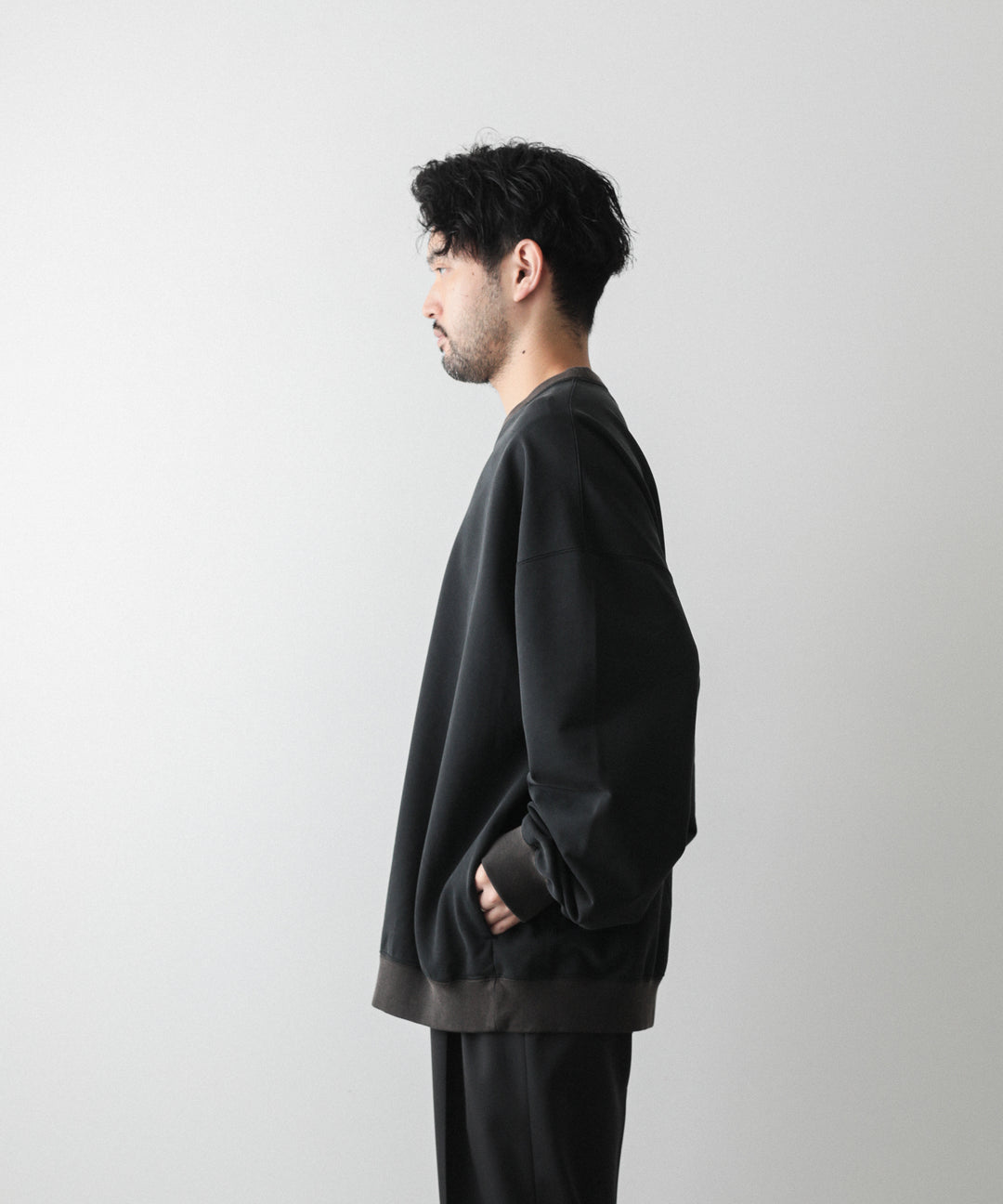 【KANEMASAカネマサのスウェット】SUPER FINE GAUGE VINTAGE PULL OVER OZONE FINISHING - BLACK