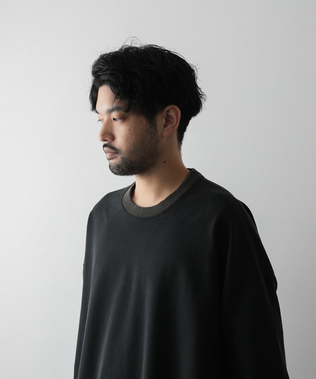 【KANEMASAカネマサのスウェット】SUPER FINE GAUGE VINTAGE PULL OVER OZONE FINISHING - BLACK