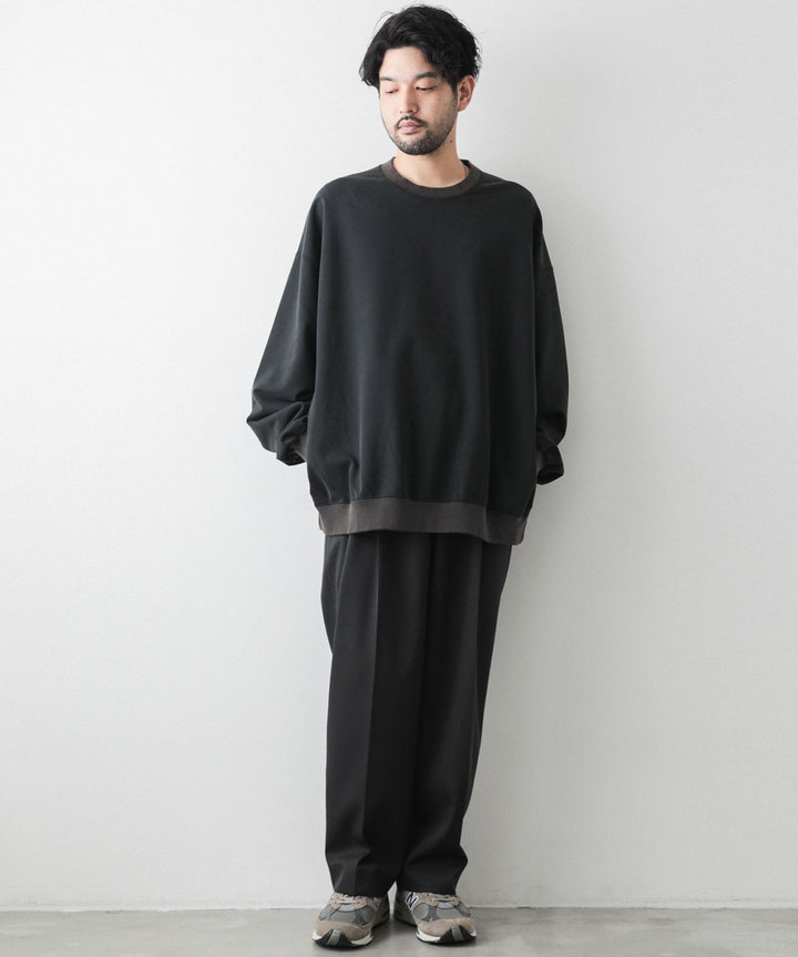 【KANEMASA】SUPER FINE GAUGE VINTAGE PULL OVER OZONE FINISHING - BLACK
