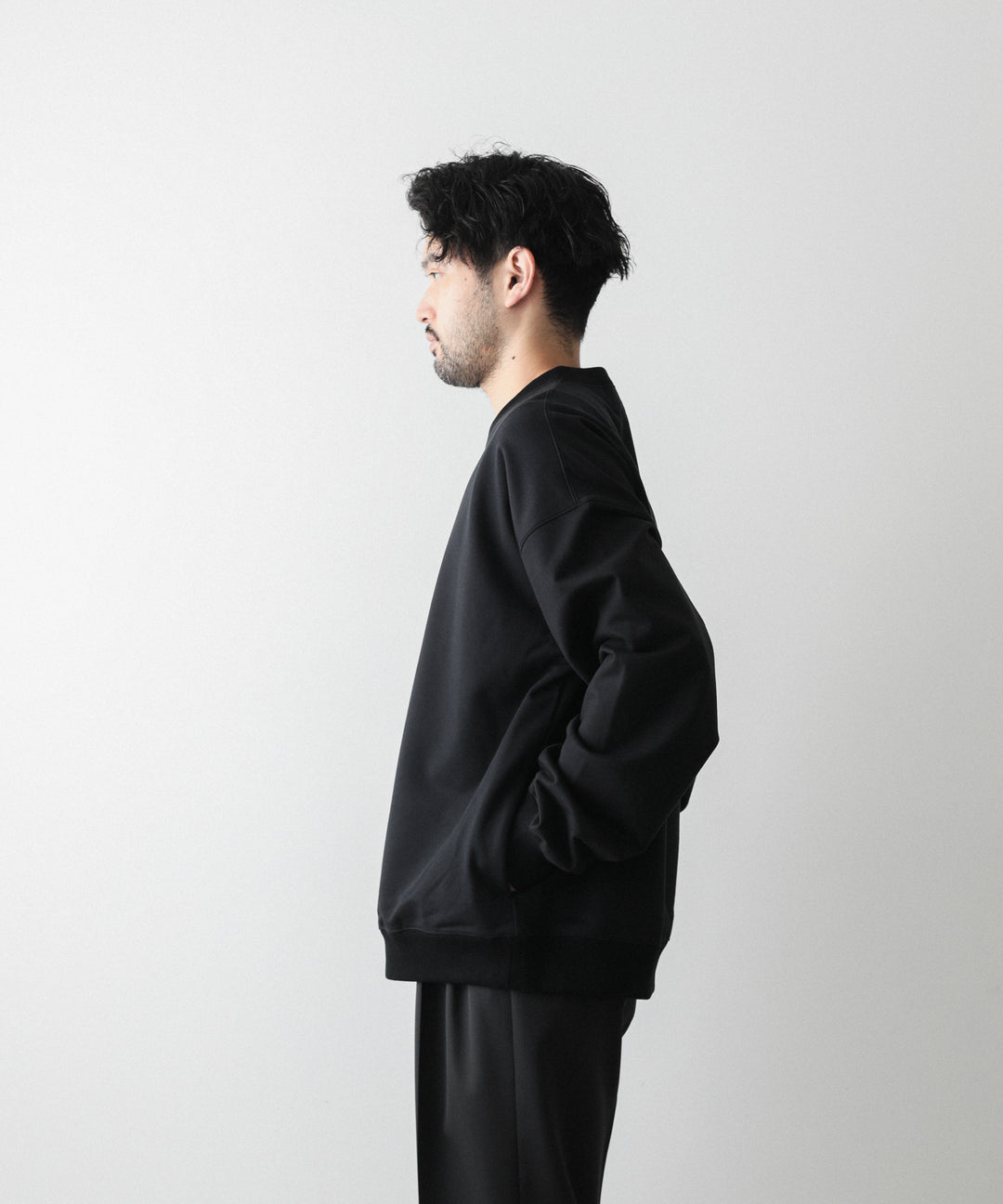 【KANEMASAカネマサのスウェット】SUPER FINE GAUGE LOOSE FIT PULL OVER - BLACK