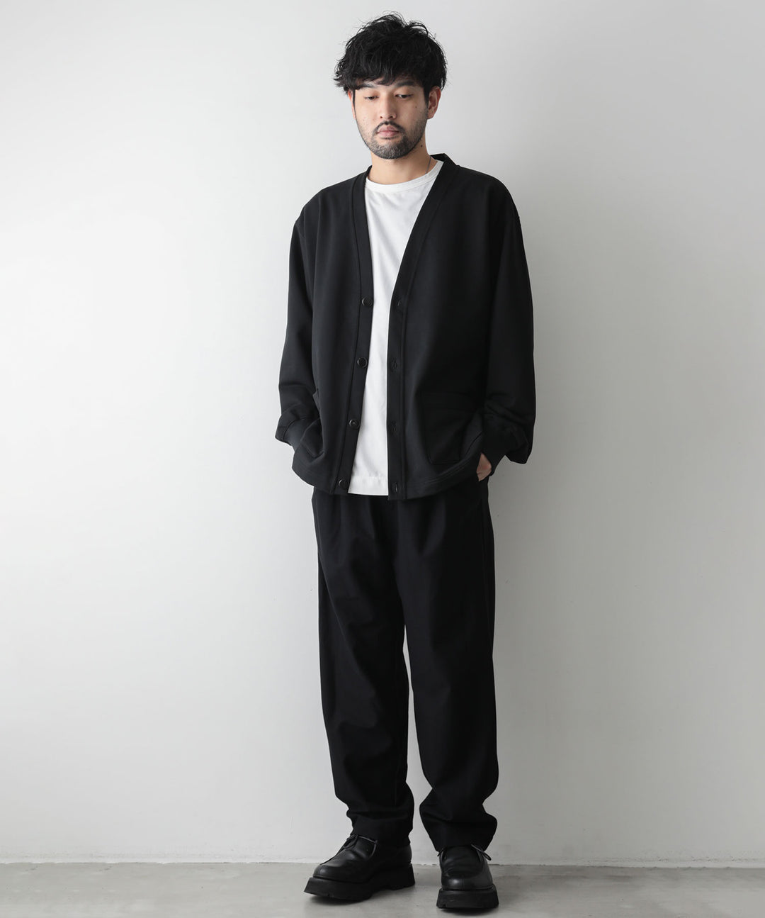【KANEMASA】HIGH GAUGE ECONYL SLACKS - BLACK
