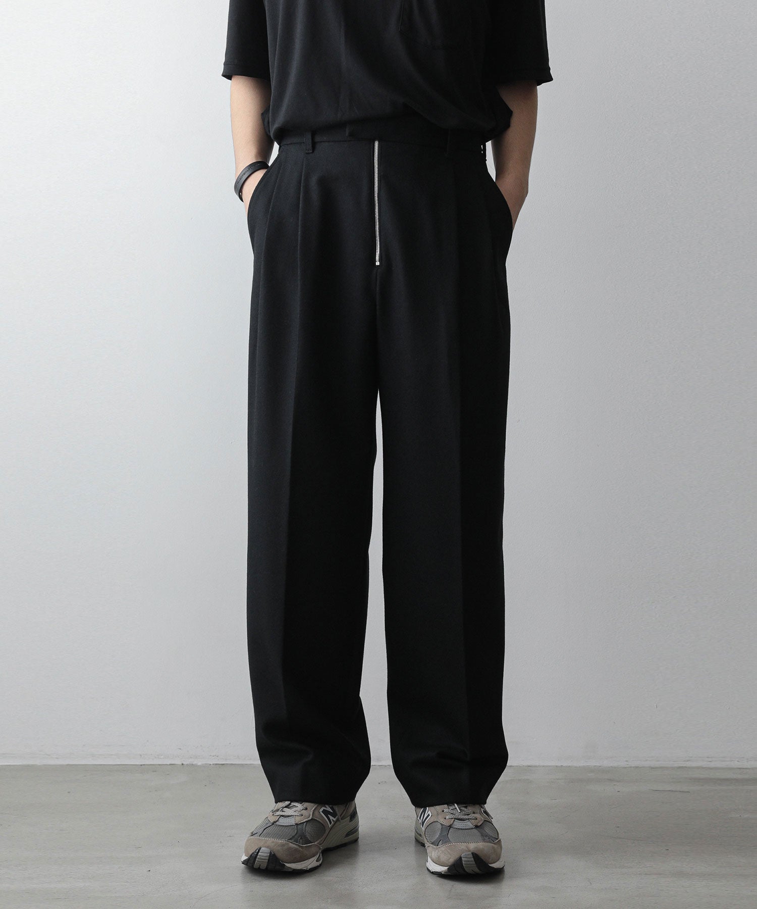 stein】EX WIDE TAPERED BARE ZIP TROUSERS BLACK(MELTON) | 公式通販