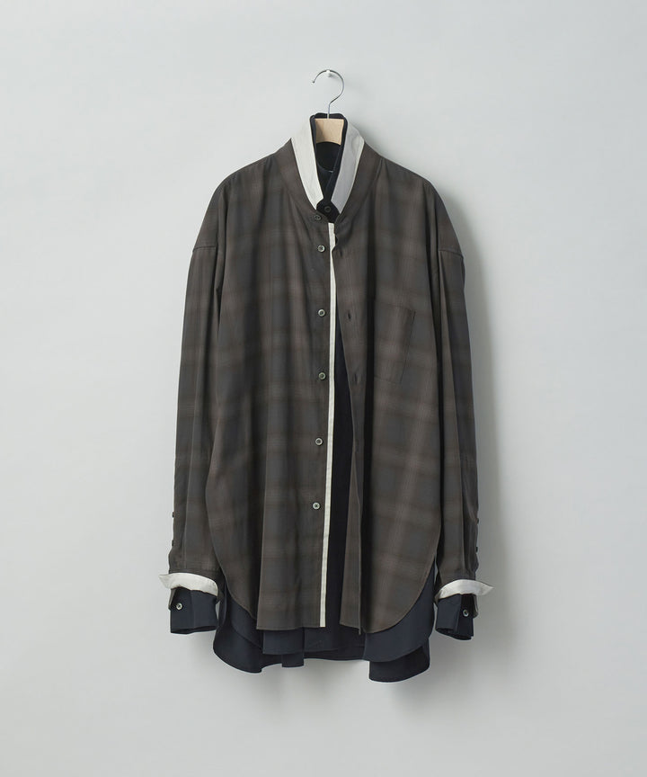 stein(シュタイン)のOVERSIZED LAYERED SHIRTのOMBRE CHECK（KHAKI）公式通販サイトsession福岡セレクトショップ