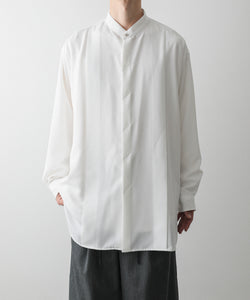 【ato アトウのシャツ】BIG SHILHOUETTE BAND COLLAR SHIRT - WHITE