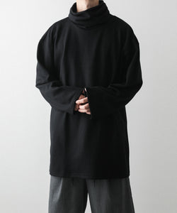 atoアトウのカットソー WOOL JERSEY HIGH NECK LS TEE - BLACK
