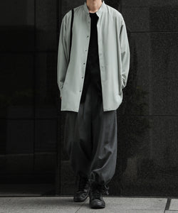 【ato】WOOL TWILL DRAW CODE WIDE PANTS - CHARCOAL