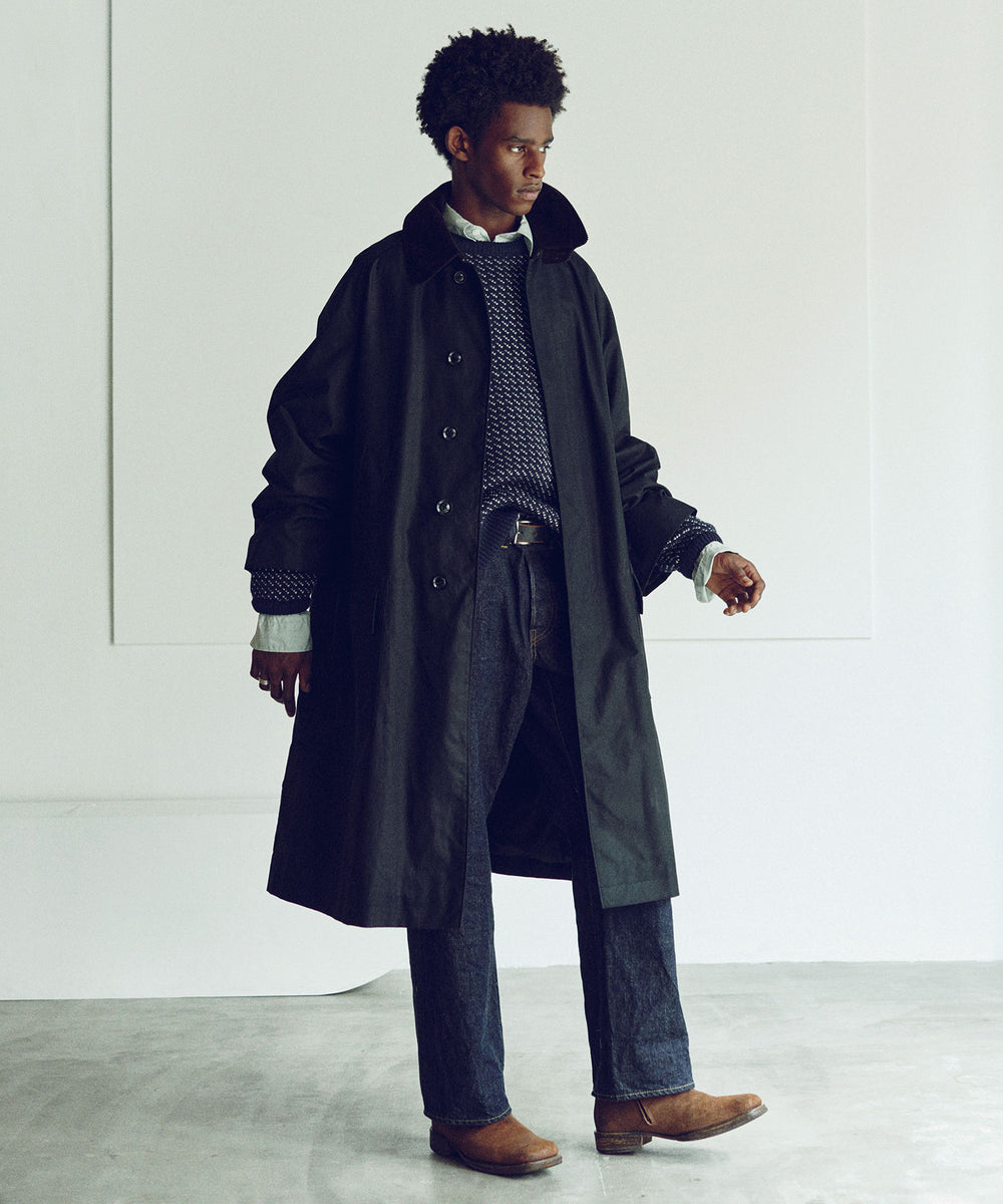 【INTÉRIM】60's ALPACA BIRD'S EYE HEAVY CREW SWEATER - NAVY×WHITE