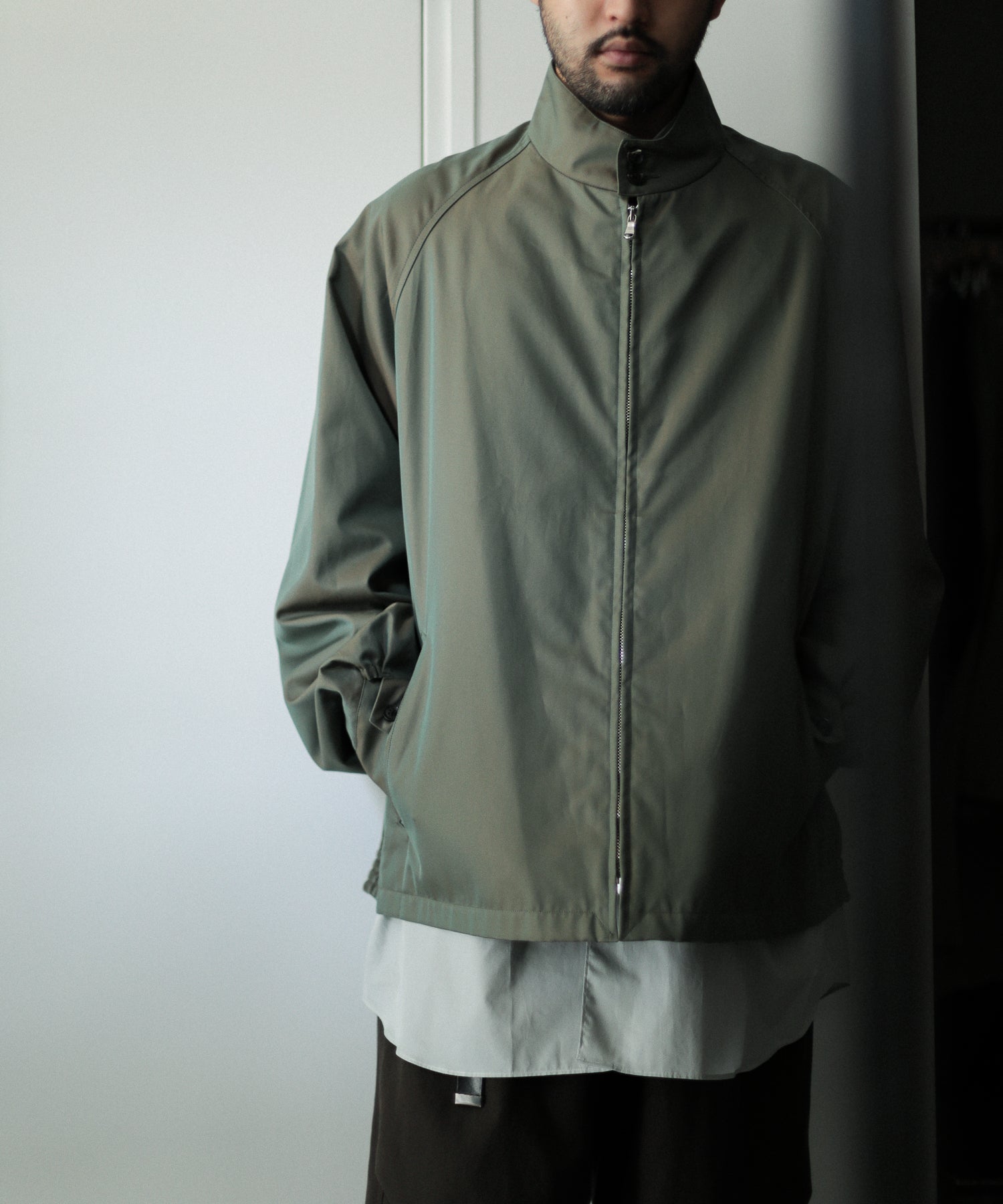 INTÉRIM】HYPER BIG GIZA COTTON GABERDINE DRIZZLER JACKET - OLIVE 