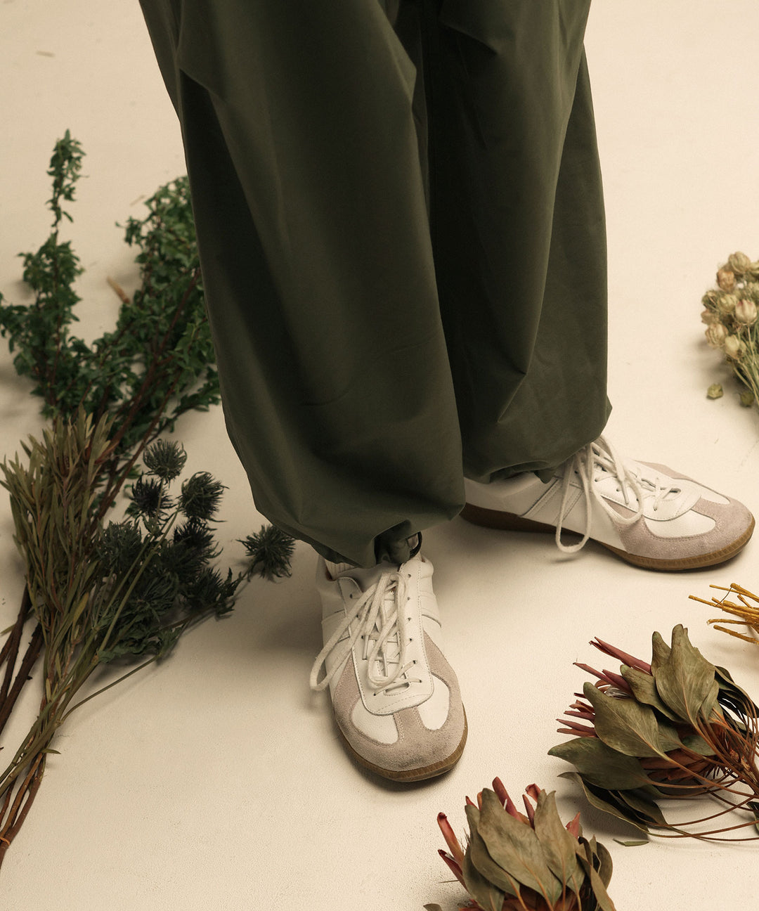 【KANEMASA】TYPEWRITER KNIT TECHNO OVER PANTS - GREEN