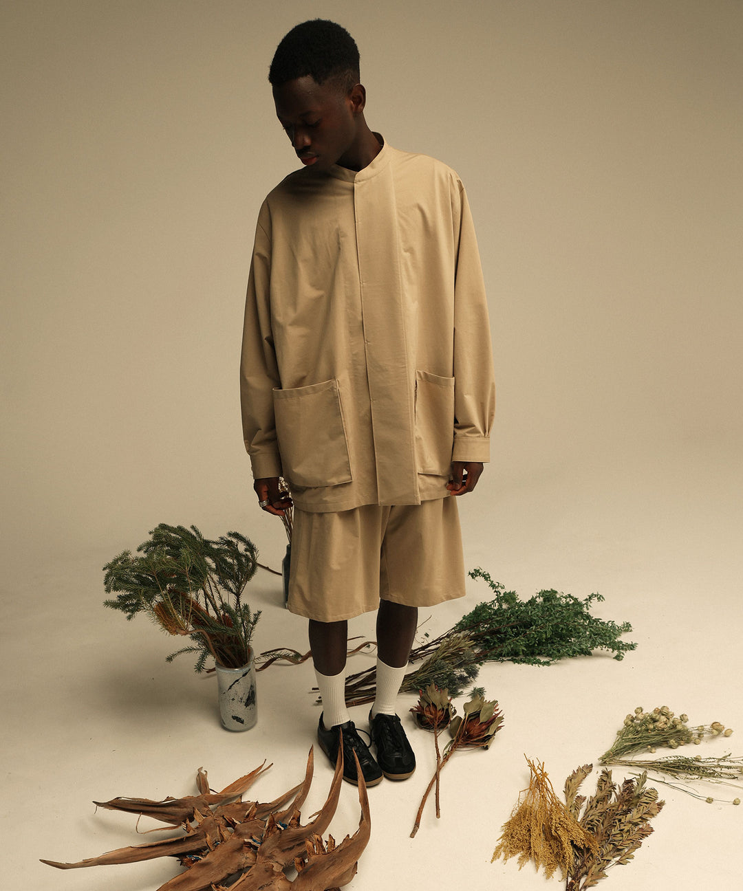 【KANEMASA】TYPEWRITER KNIT TECHNO COVERALLS - BEIGE