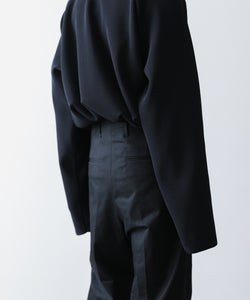 【 Rich I 】UNCLE [TUCK TAPERED TROUSERS・FINX COTTON] - BLACK