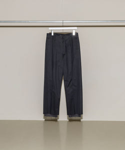 【 Rich I 】UNCLE [TUCK TAPERED TROUSERS・FINX COTTON] - BLACK