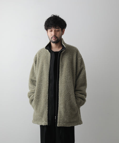 Wool Boa Zip Long Jacket-